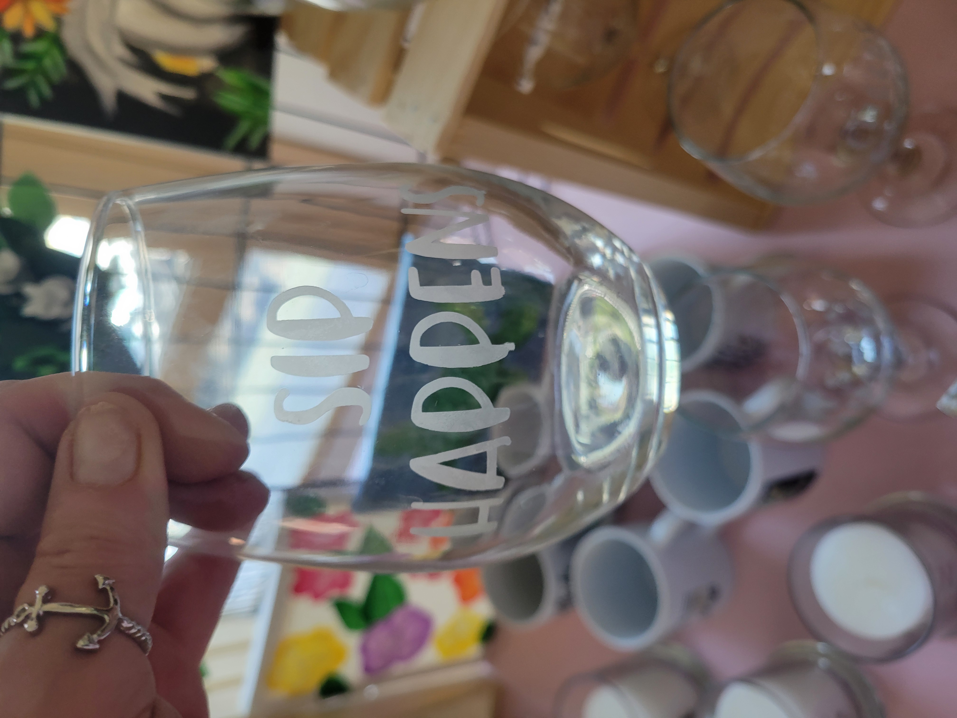 Etched Glassware (Sip Happens)