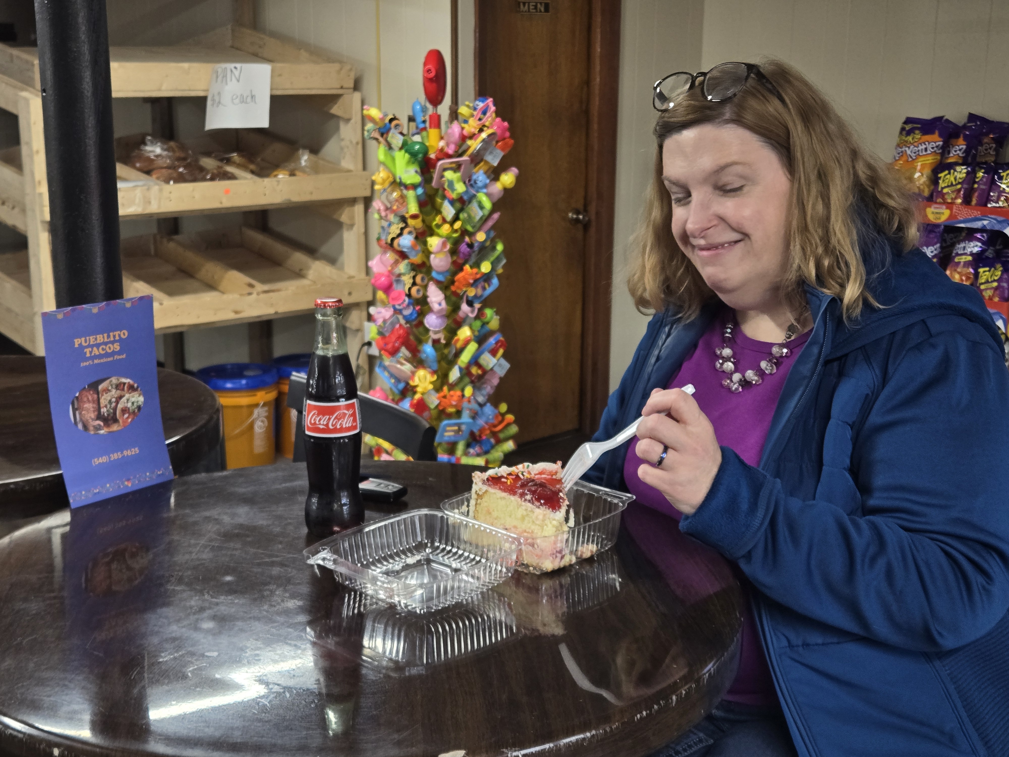 Customer enjoying cake